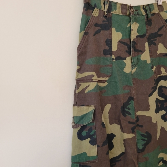 Vintage Camo Print Cargo Denim Maxi Skirt Y2K 90s - Picture 3 of 9
